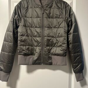 Lululemon Olive Green Reversible Quilted Bomber Jacket